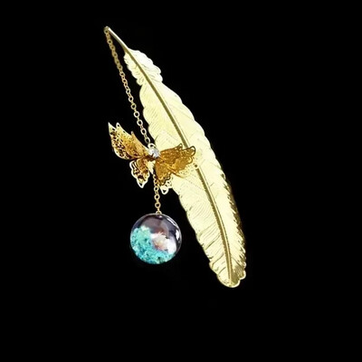 Marcapáginas de plumas de Metal de estilo chino, marcapáginas creativo inmortal, regalo para estudiantes, día del profesor