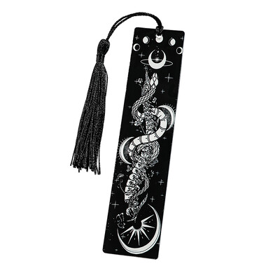 Crno-bijela serija knjižnih oznaka tamnog stila - akrilna knjižna oznaka s privjeskom, rođendanski i božićni poklon za ljubitelje knjiga