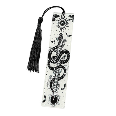 Crno-bijela serija knjižnih oznaka tamnog stila - akrilna knjižna oznaka s privjeskom, rođendanski i božićni poklon za ljubitelje knjiga