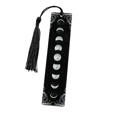 Crno-bijela serija knjižnih oznaka tamnog stila - akrilna knjižna oznaka s privjeskom, rođendanski i božićni poklon za ljubitelje knjiga