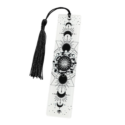 Crno-bijela serija knjižnih oznaka tamnog stila - akrilna knjižna oznaka s privjeskom, rođendanski i božićni poklon za ljubitelje knjiga