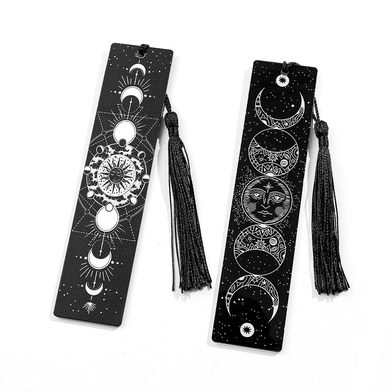 Crno-bijela serija knjižnih oznaka tamnog stila - akrilna knjižna oznaka s privjeskom, rođendanski i božićni poklon za ljubitelje knjiga