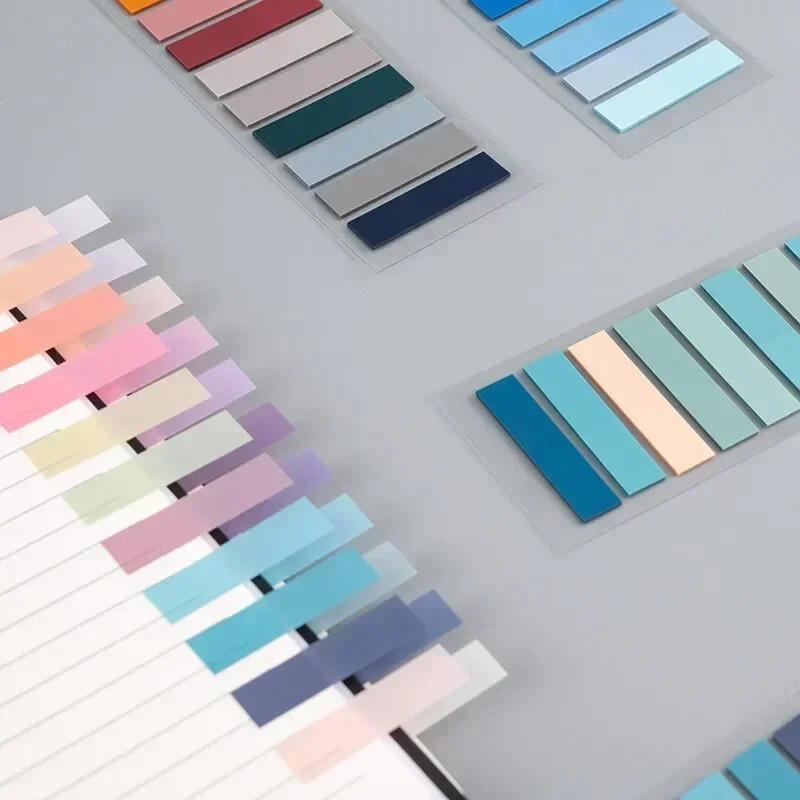 200 de coli Morandi File de index fluorescente transparente Steaguri PET Memo Notă lipicioasă pentru Marcator de pagină Autocolante pentru planificator de birou, școală
