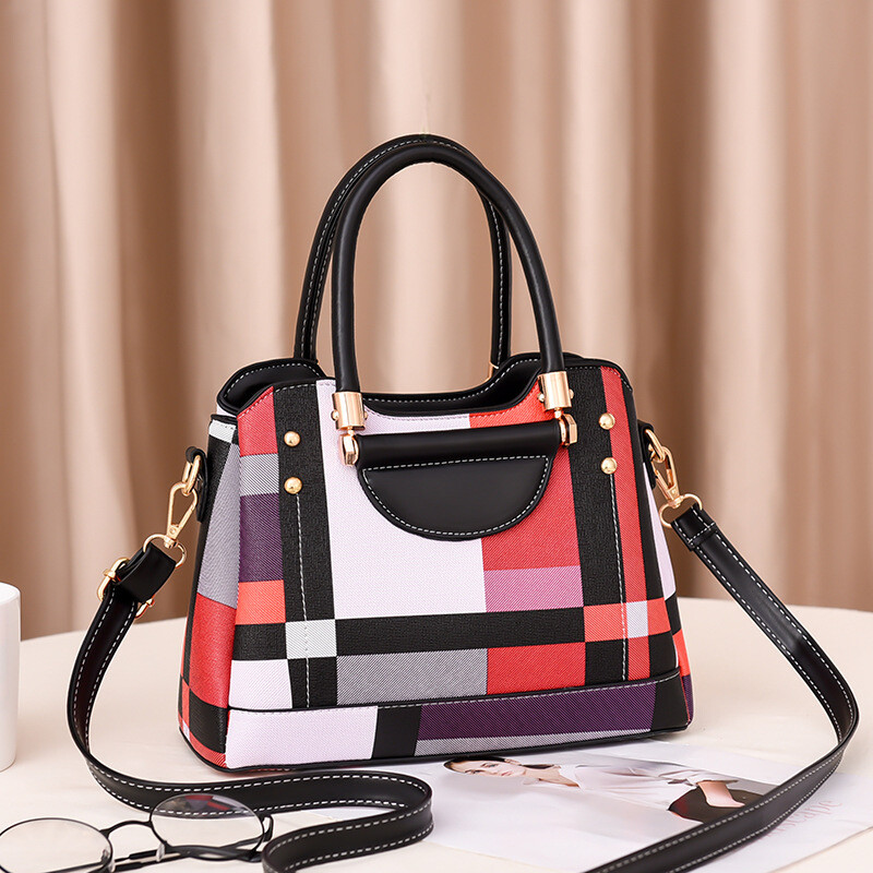 Moteriški krepšiai, 2021 m. Nauja Korėjos rudens ir žiemos PU moteriška rankinė Kontrastingos spalvos pečių krepšys Moteriška rankinė per petį