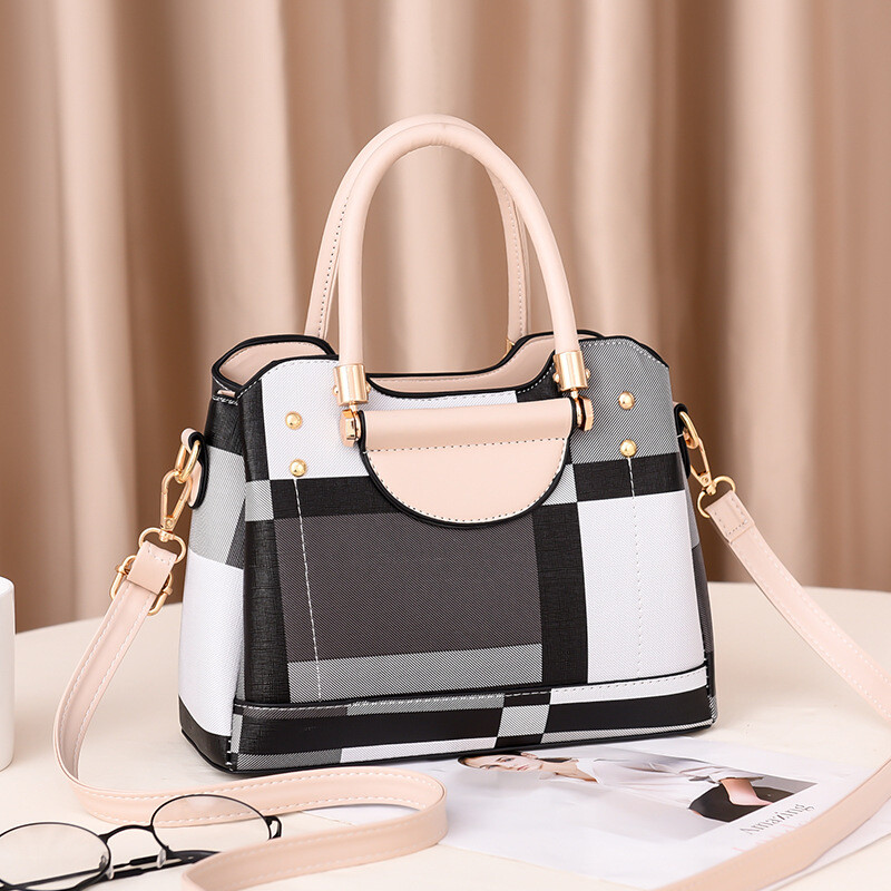 Moteriški krepšiai, 2021 m. Nauja Korėjos rudens ir žiemos PU moteriška rankinė Kontrastingos spalvos pečių krepšys Moteriška rankinė per petį