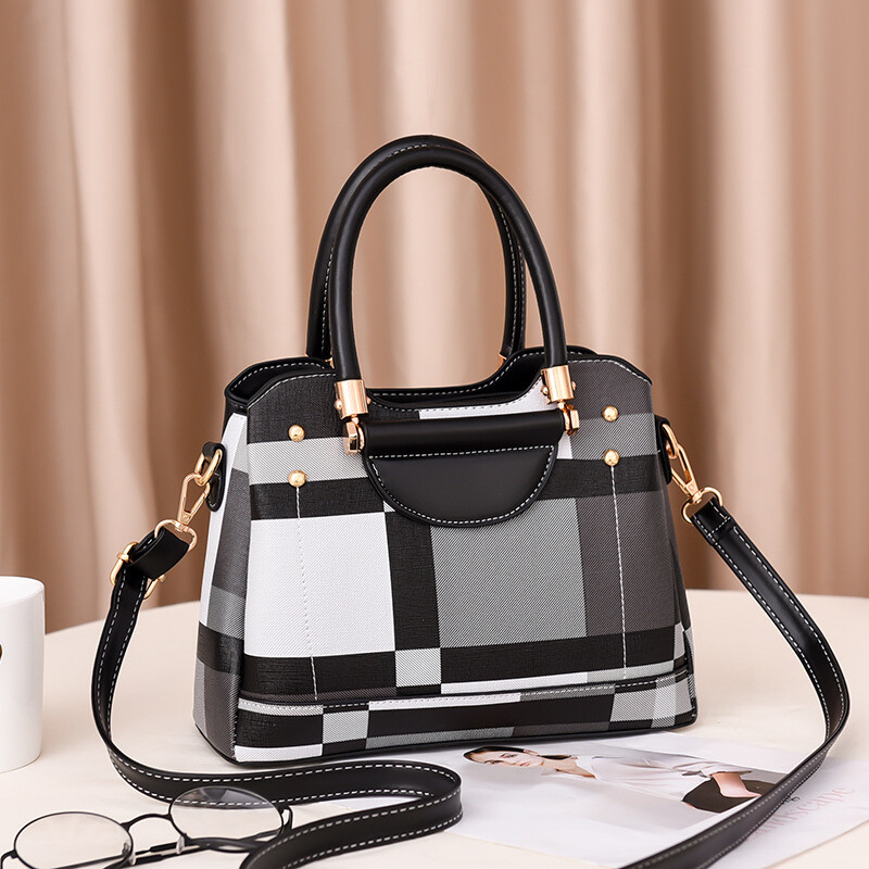 Moteriški krepšiai, 2021 m. Nauja Korėjos rudens ir žiemos PU moteriška rankinė Kontrastingos spalvos pečių krepšys Moteriška rankinė per petį