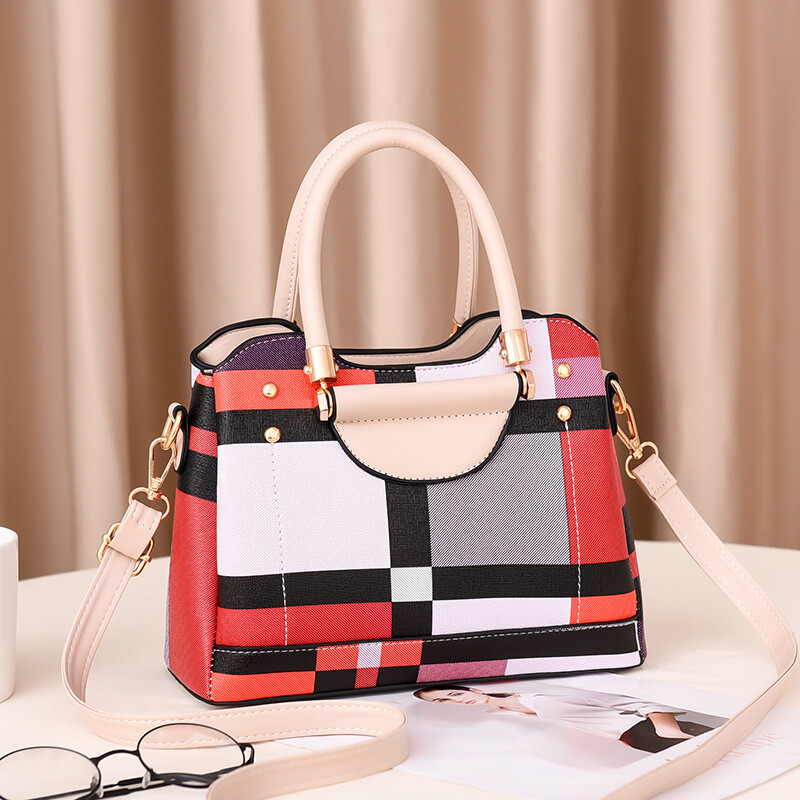 Moteriški krepšiai, 2021 m. Nauja Korėjos rudens ir žiemos PU moteriška rankinė Kontrastingos spalvos pečių krepšys Moteriška rankinė per petį