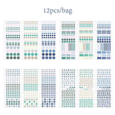 Härra paber 6Style 12tk/kott Tavalised tähestiku kleebiste komplekt DIY telefoniümbrisele sülearvuti kalender Klaviatuur märkmete plaanija