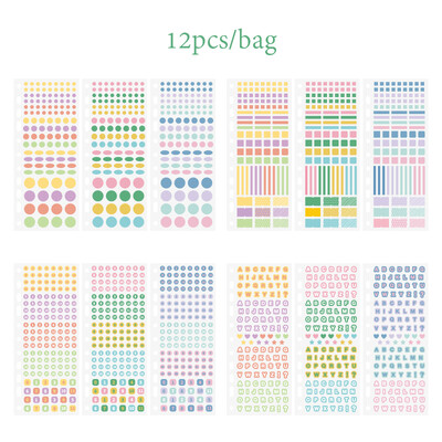 Härra paber 6Style 12tk/kott Tavalised tähestiku kleebiste komplekt DIY telefoniümbrisele sülearvuti kalender Klaviatuur märkmete plaanija