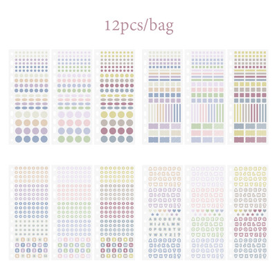 Härra paber 6Style 12tk/kott Tavalised tähestiku kleebiste komplekt DIY telefoniümbrisele sülearvuti kalender Klaviatuur märkmete plaanija