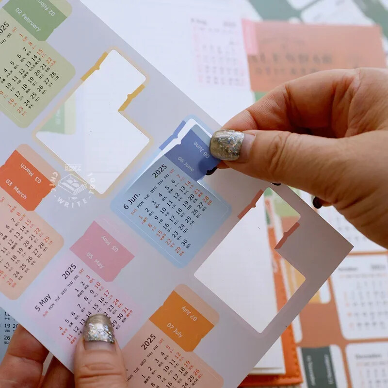 2025 m. kalendoriaus lipdukai 2 lapų metinis mėnesinis planavimo planšetinis kompiuteris dienotvarkės rodyklės lipdukai Žymelė Etiketės Žymos Kawaii raštinės reikmenys