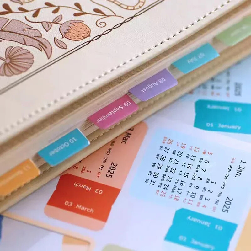 2025 m. kalendoriaus lipdukai 2 lapų metinis mėnesinis planavimo planšetinis kompiuteris dienotvarkės rodyklės lipdukai Žymelė Etiketės Žymos Kawaii raštinės reikmenys