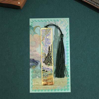 Nauja estetinė tapyba Žymeklių skaitymo žymeklis, skirtas knygų metalui Retro Garsus aliejinis paveikslas Žymė su kutu knygos segtukas Dovana