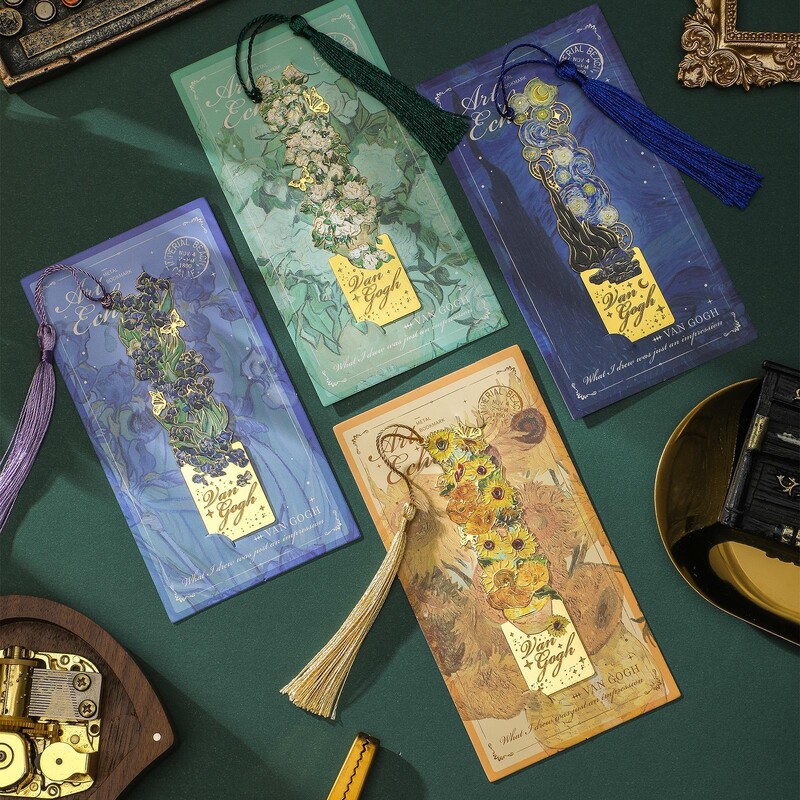 Nauja estetinė tapyba Žymeklių skaitymo žymeklis, skirtas knygų metalui Retro Garsus aliejinis paveikslas Žymė su kutu knygos segtukas Dovana