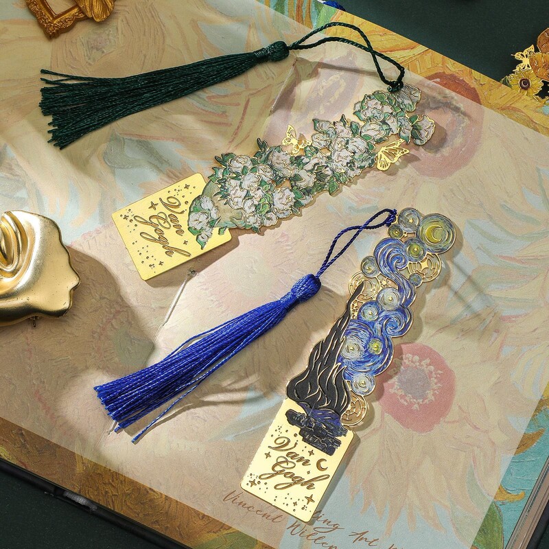 Nauja estetinė tapyba Žymeklių skaitymo žymeklis, skirtas knygų metalui Retro Garsus aliejinis paveikslas Žymė su kutu knygos segtukas Dovana