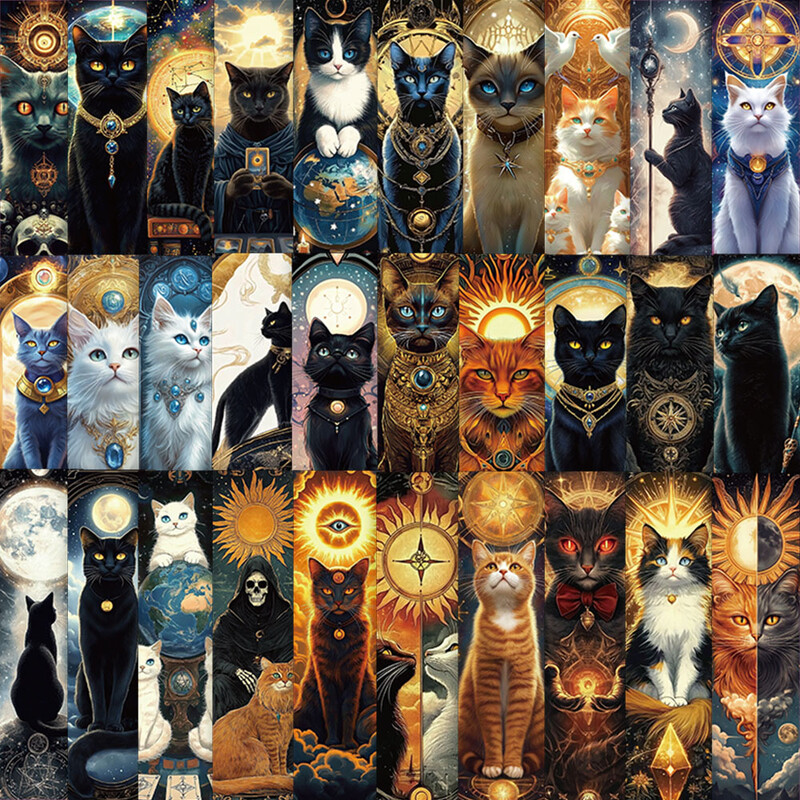 30 komada Retro estetski crtani film Misteriozne mačke Tarot kartice Oznaka DIY Oznake stranica za čitanje učenika Oznake stranica ureda u knjižnici