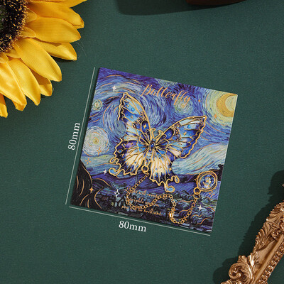 Semn de carte pentru pictură în ulei din seria Fluture, Fluture extraterestru retro, Semn de carte pentru citire pentru elevi, Clip Furnizori de birouri școlare