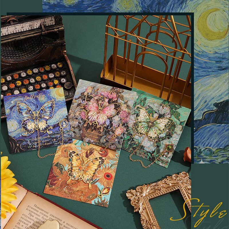 Semn de carte pentru pictură în ulei din seria Fluture, Fluture extraterestru retro, Semn de carte pentru citire pentru elevi, Clip Furnizori de birouri școlare