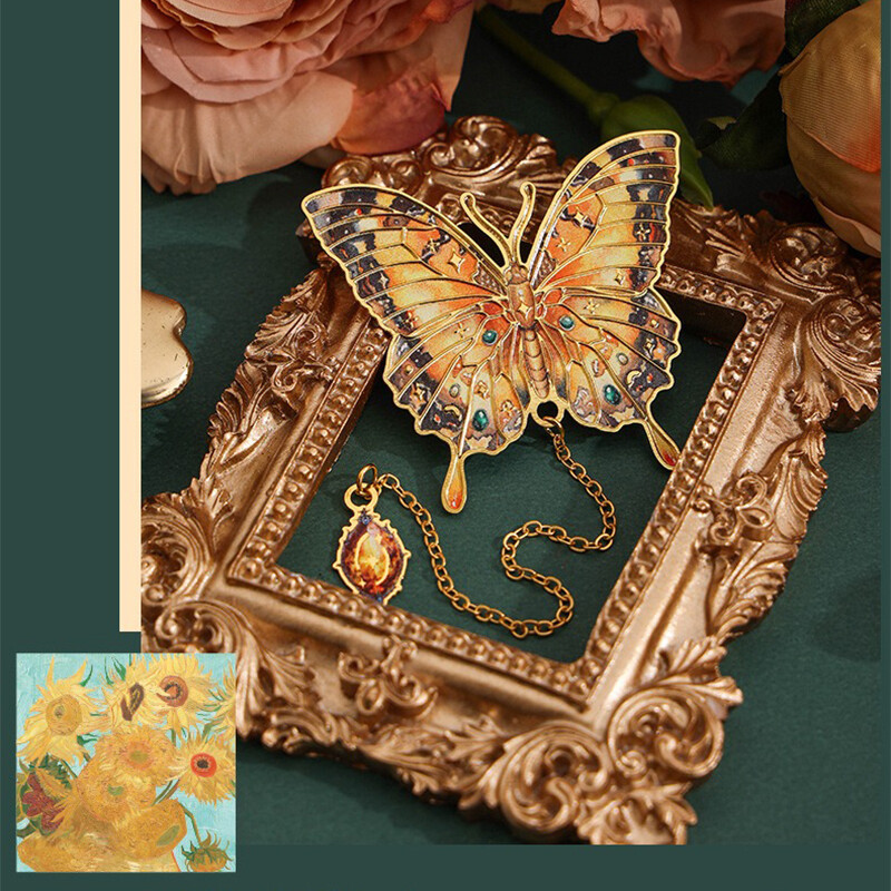 Semn de carte pentru pictură în ulei din seria Fluture, Fluture extraterestru retro, Semn de carte pentru citire pentru elevi, Clip Furnizori de birouri școlare