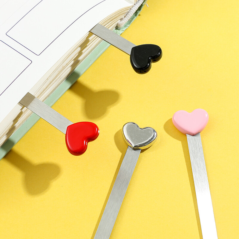 Semn de carte din oțel inoxidabil cu inimă Lecturi rafinate Semn de pagină Articole de papetărie pentru bărbați, femei, literatură simplă, semne de carte, cadouri