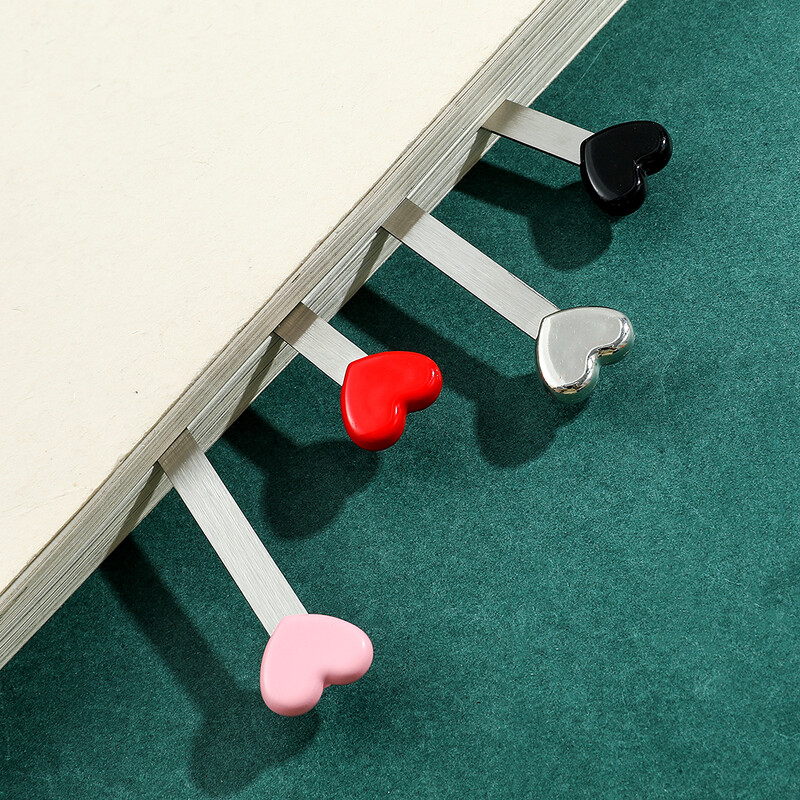 Semn de carte din oțel inoxidabil cu inimă Lecturi rafinate Semn de pagină Articole de papetărie pentru bărbați, femei, literatură simplă, semne de carte, cadouri