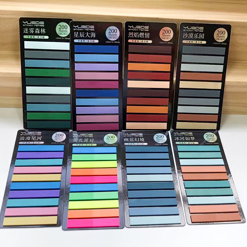 KindFuny 200 lehte vikerkaarevärviline registrimärkmeleht Kleepuvad märkmed Paberkleebis Märkmik Järjehoidja Koolitarbed