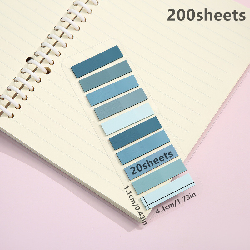 200 lapų permatomas bloknotas Lipnūs užrašai Rodyklės skirtukai Knygų žymės Kawaii estetinės raštinės reikmenų biuro mokykla