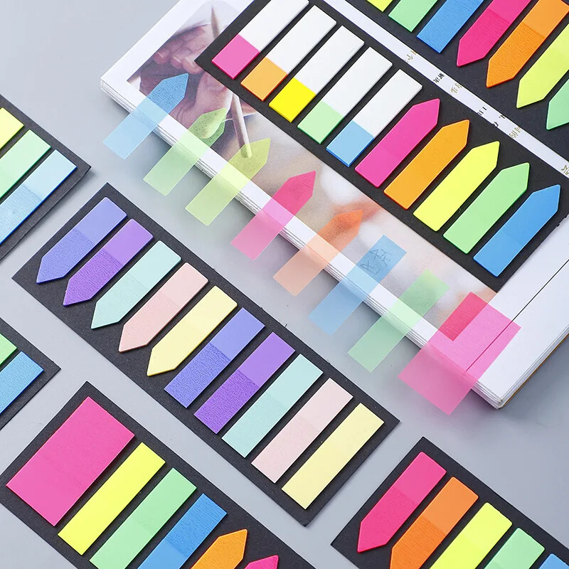 200 de coli Note lipicioase transparente Semn de carte auto-adeziv Adnotare Carte de citire Filă clară Kawaii Papetarie drăguță Scoala