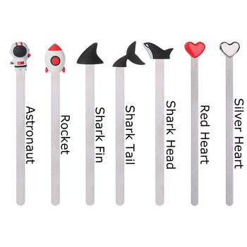 1Pc Metal Bookmark Pagination Mark Book Clip Books Support 3D Metal Love Heart Shark Fin Σχολικές προμήθειες γραφείου αστροναυτών