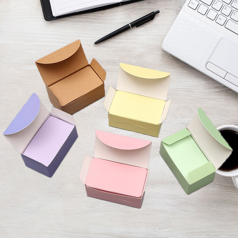 100 bucăți/cutie Card de hârtie kraft de culoare Tampoane de afaceri goale Mesaj Cărți de mulțumire Etichetă de hârtie de scris Semn de carte Card de învățare pentru studenți