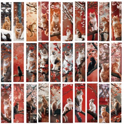 Semn de carte pentru pisici japoneze de 30 de bucăți de desene animate drăguțe pentru decorațiuni de animale Semn de pagină de citire Suport de pagină pentru semn de carte Rechizite pentru elevi Carte de mesaj