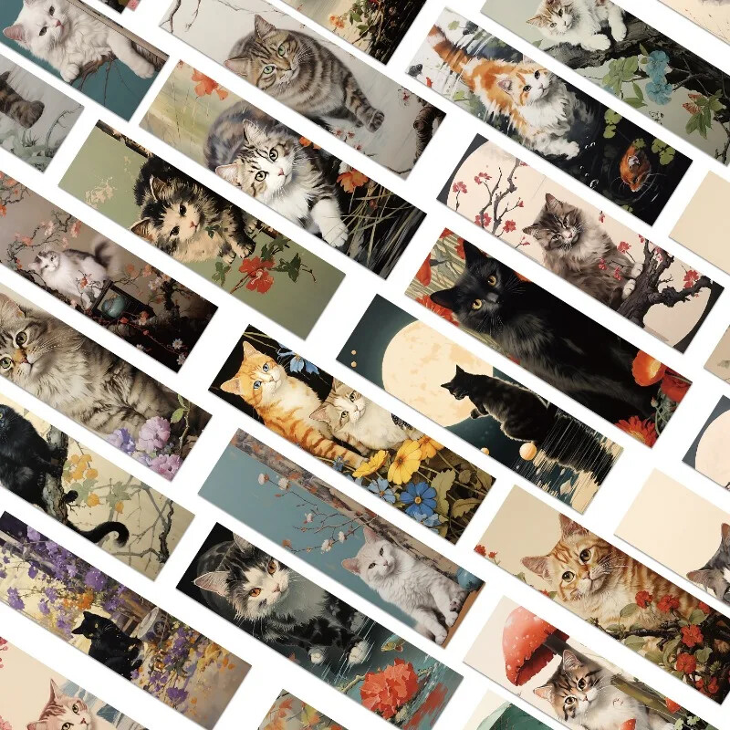 Semn de carte pentru pisici japoneze de 30 de bucăți de desene animate drăguțe pentru decorațiuni de animale Semn de pagină de citire Suport de pagină pentru semn de carte Rechizite pentru elevi Carte de mesaj