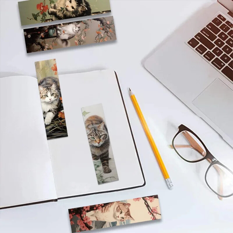 Semn de carte pentru pisici japoneze de 30 de bucăți de desene animate drăguțe pentru decorațiuni de animale Semn de pagină de citire Suport de pagină pentru semn de carte Rechizite pentru elevi Carte de mesaj