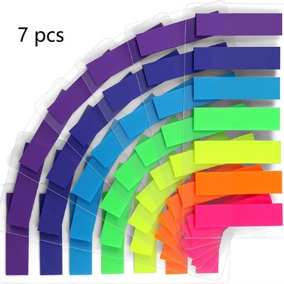 7 бр. Знамена за лепкави бележки 7 цветни раздела Индекс Флаг Ярки цветове Стикери за указател на страници Прозрачни устройства за създаване на страници за отметки на страници