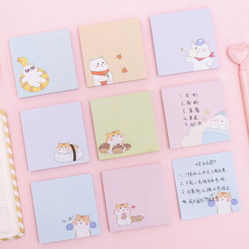 1 τεμ Lytwtw\'s Cute Kawaii Hamster Bear Sticky Notes Pad σημειωματάριο Σελιδοδείκτης χαρτικά γραφείου Σχολική προμήθεια αυτοκόλλητο