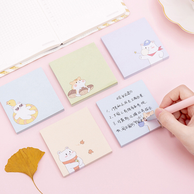1 kom. Lytwtw's Cute Kawaii Hamster Bear Ljepljive bilješke Memo Pad Oznaka Uredski pribor Školski pribor Planer Naljepnica