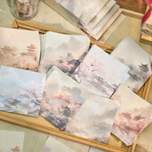 320 бр./компл. Естетична китайска ретро незалепваща бележка за студент Реколта Планинска кула Пейзаж Скрапбукинг Бележка за студент