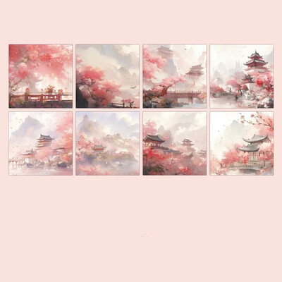 320 бр./компл. Естетична китайска ретро незалепваща бележка за студент Реколта Планинска кула Пейзаж Скрапбукинг Бележка за студент