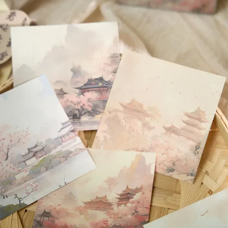 320 бр./компл. Естетична китайска ретро незалепваща бележка за студент Реколта Планинска кула Пейзаж Скрапбукинг Бележка за студент