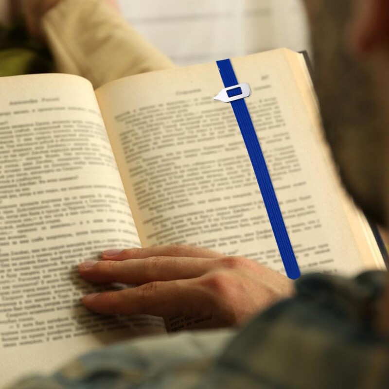 Отметка с мека найлонова каишка Практична метална показалка Еластични отметки Без отпечатък Инструмент за намиране на възли за четене за ефективно четене