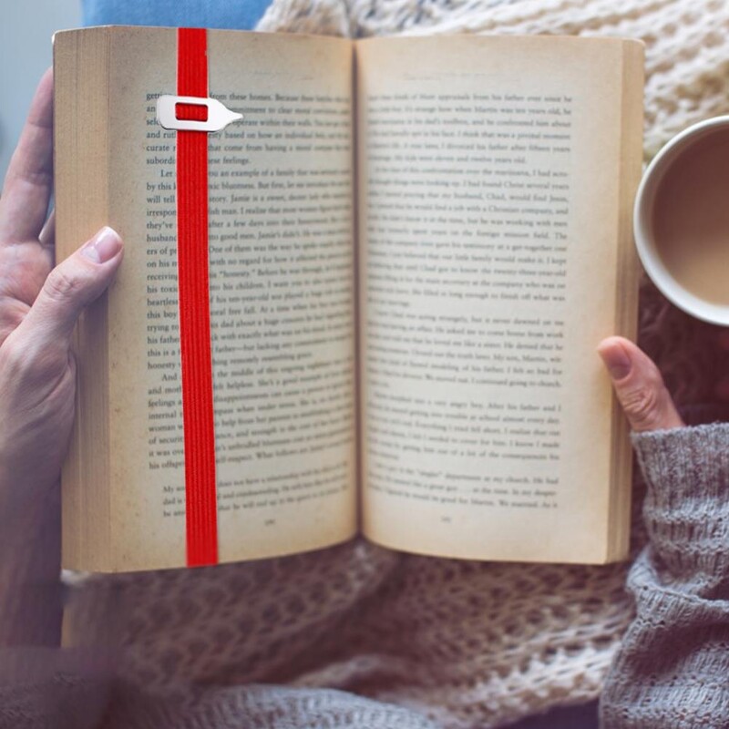 Отметка с мека найлонова каишка Практична метална показалка Еластични отметки Без отпечатък Инструмент за намиране на възли за четене за ефективно четене