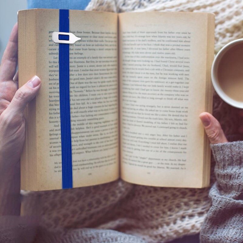 Отметка с мека найлонова каишка Практична метална показалка Еластични отметки Без отпечатък Инструмент за намиране на възли за четене за ефективно четене