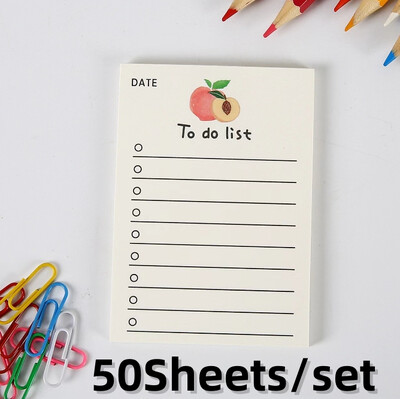 50 lapų mielas vaisinis užrašų knygelė Kawaii lipni darbų sąrašo užrašai Merginos dienoraštis „Pasidaryk pats“ Dekoratyvinis mokyklinis sąsiuvinis raštinės reikmenys