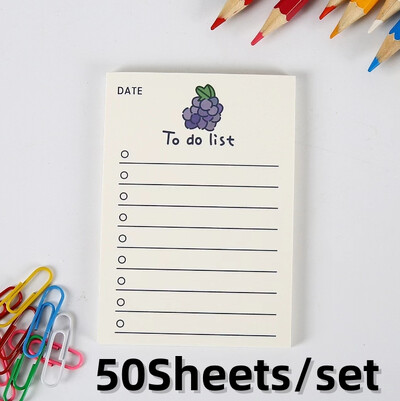 50 lapų mielas vaisinis užrašų knygelė Kawaii lipni darbų sąrašo užrašai Merginos dienoraštis „Pasidaryk pats“ Dekoratyvinis mokyklinis sąsiuvinis raštinės reikmenys