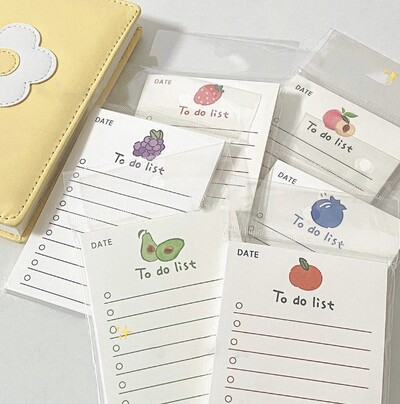 50 листа Сладък плодов бележник Kawaii Sticky To Do List Notes Момиче Дневник Направи си сам Декоративен ученически бележник Канцеларски материали
