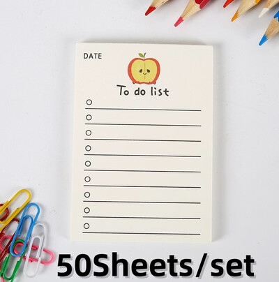 50 lapų mielas vaisinis užrašų knygelė Kawaii lipni darbų sąrašo užrašai Merginos dienoraštis „Pasidaryk pats“ Dekoratyvinis mokyklinis sąsiuvinis raštinės reikmenys