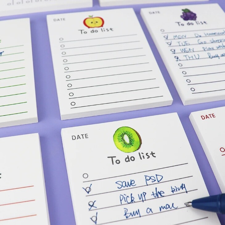 50 lapų mielas vaisinis užrašų knygelė Kawaii lipni darbų sąrašo užrašai Merginos dienoraštis „Pasidaryk pats“ Dekoratyvinis mokyklinis sąsiuvinis raštinės reikmenys