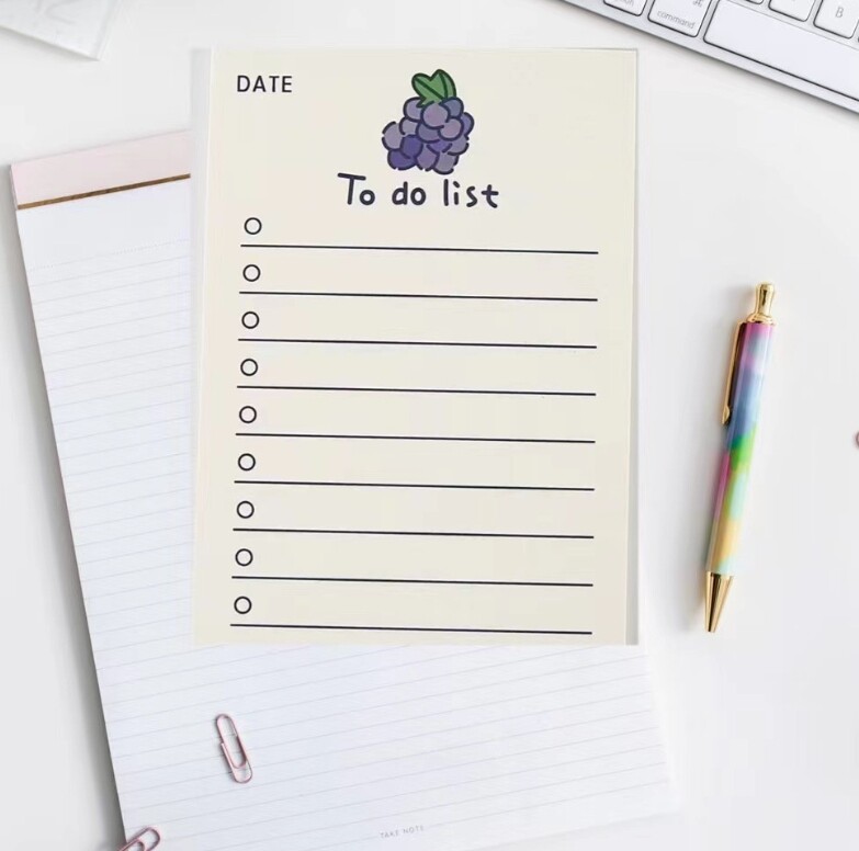 50 lapų mielas vaisinis užrašų knygelė Kawaii lipni darbų sąrašo užrašai Merginos dienoraštis „Pasidaryk pats“ Dekoratyvinis mokyklinis sąsiuvinis raštinės reikmenys