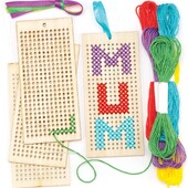 1 set Semn de carte din lemn pentru punct de cruce și costum de etichetă pentru kit de stea, Conține 4 așchii de lemn, 4 șnur, 4 fire de culoare și 4 ace de plastic