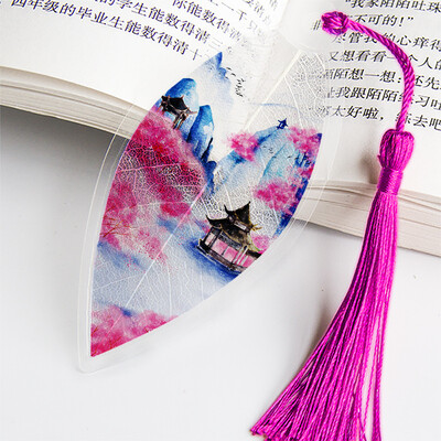 1 бр. Сладка класическа креативна отметка Китайски вятър Естествени колекционерски предмети Листа Вени Отметки Творчески канцеларски материали